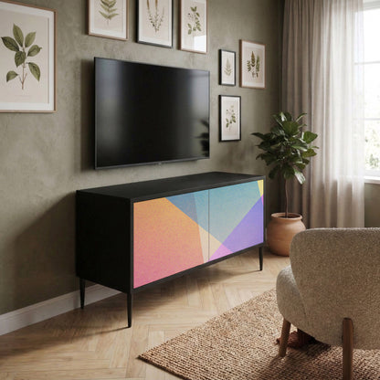 BRIGHT GEOMETRY Kompakt TV-bänk med 2 dörrar