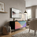 BRIGHT GEOMETRY Kompakt TV-bänk med 2 dörrar