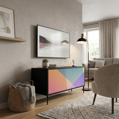BRIGHT GEOMETRY Kompakt TV-bänk med 2 dörrar