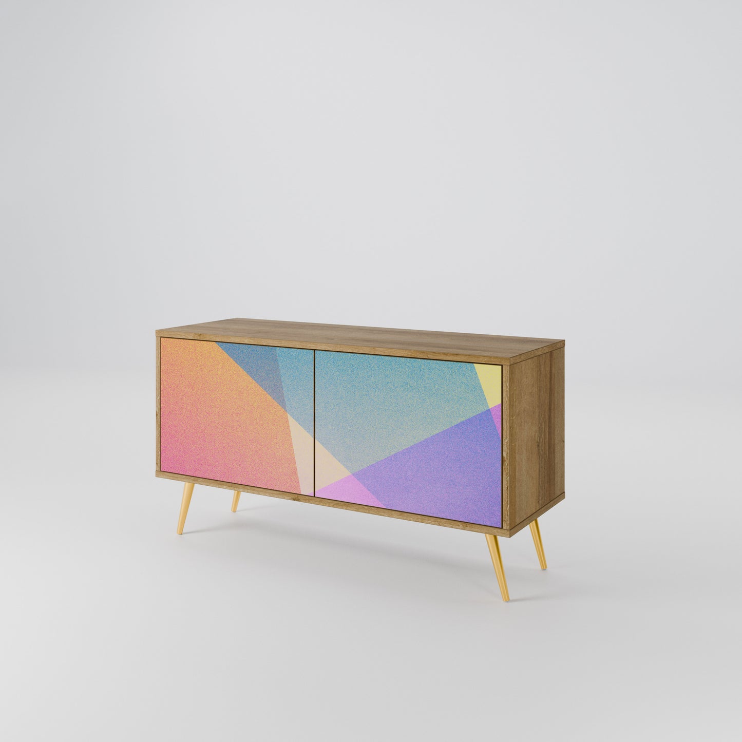 BRIGHT GEOMETRY Kompakt TV-bänk med 2 dörrar
