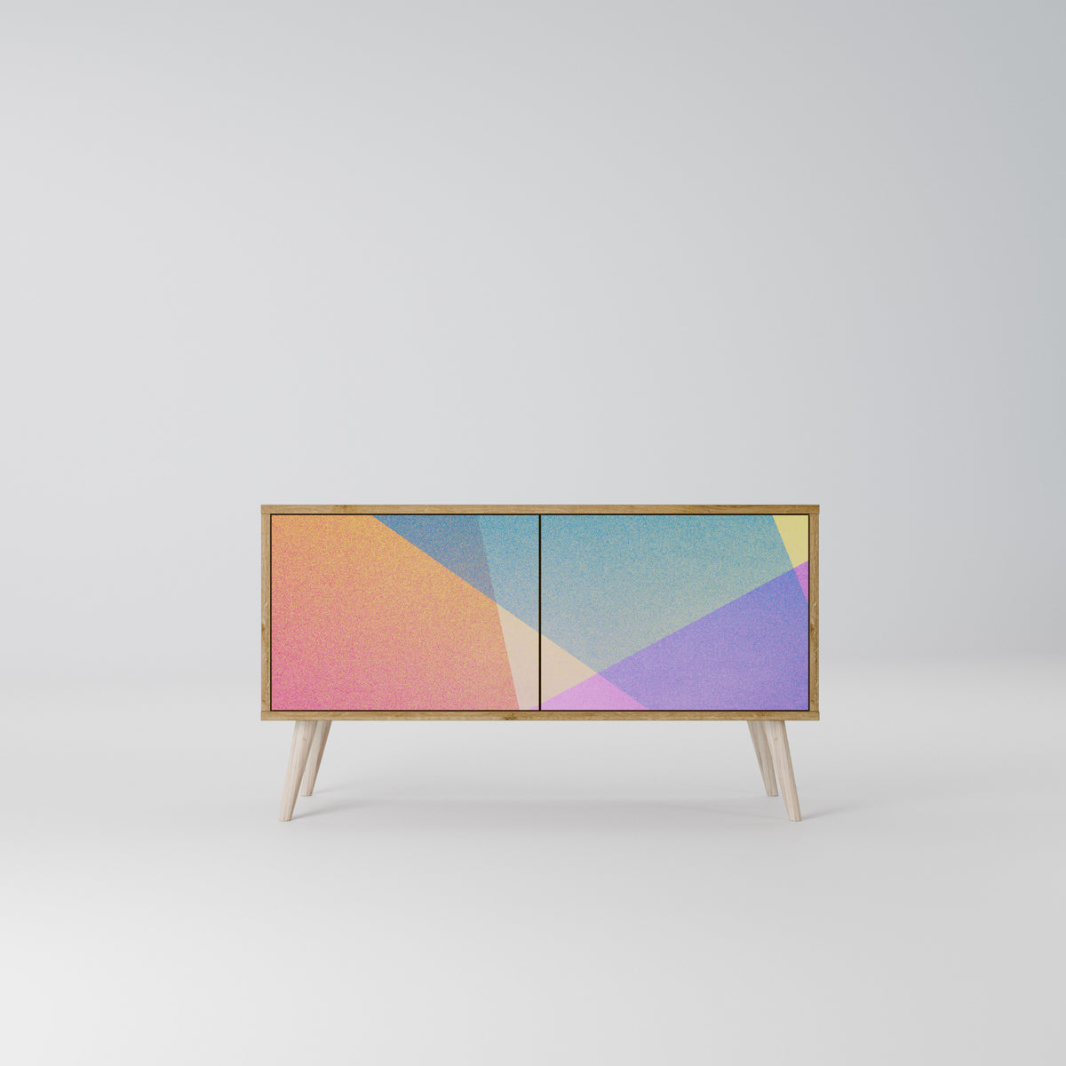 BRIGHT GEOMETRY Kompakt TV-bänk med 2 dörrar