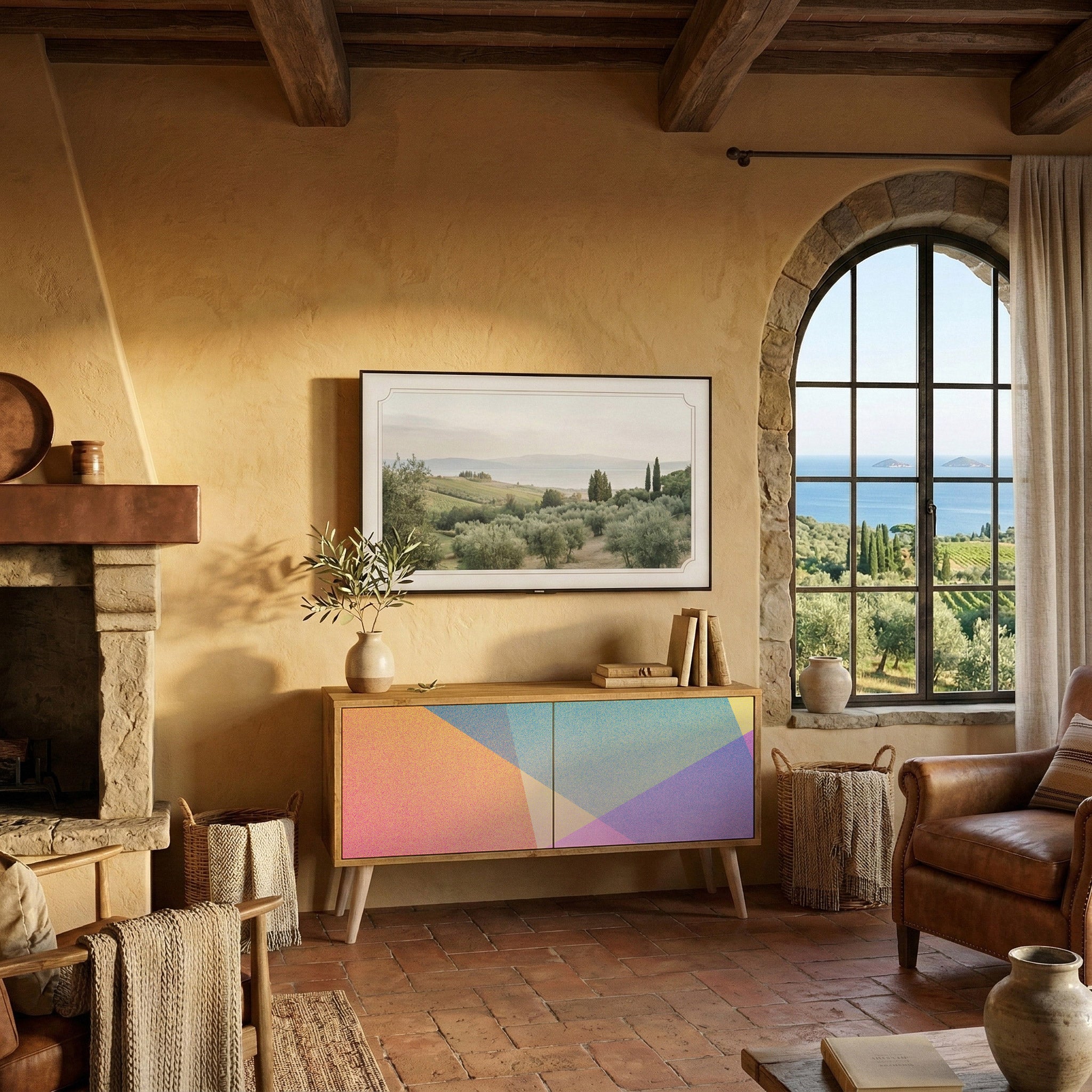 BRIGHT GEOMETRY Compact 2-Door TV Cabinet