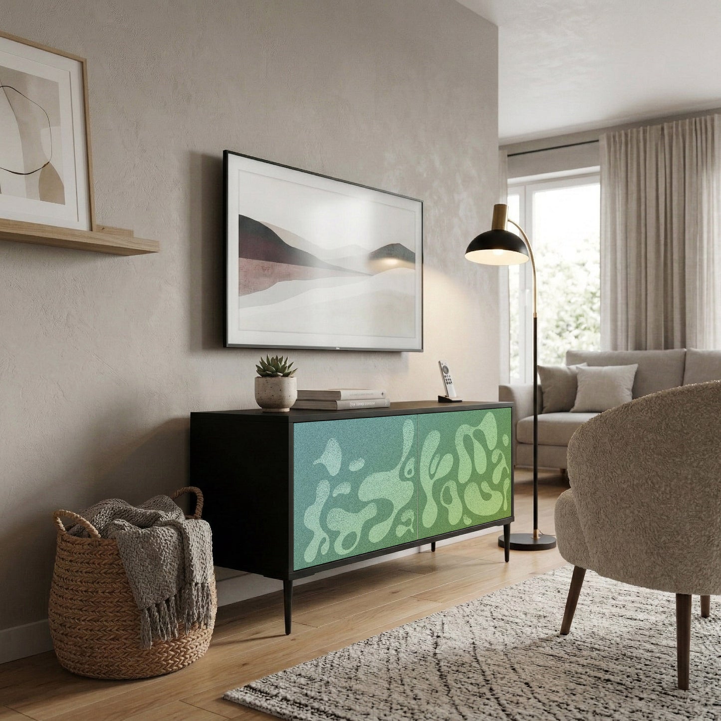IRREGULAR BLUE Kompakt TV-bänk med 2 dörrar