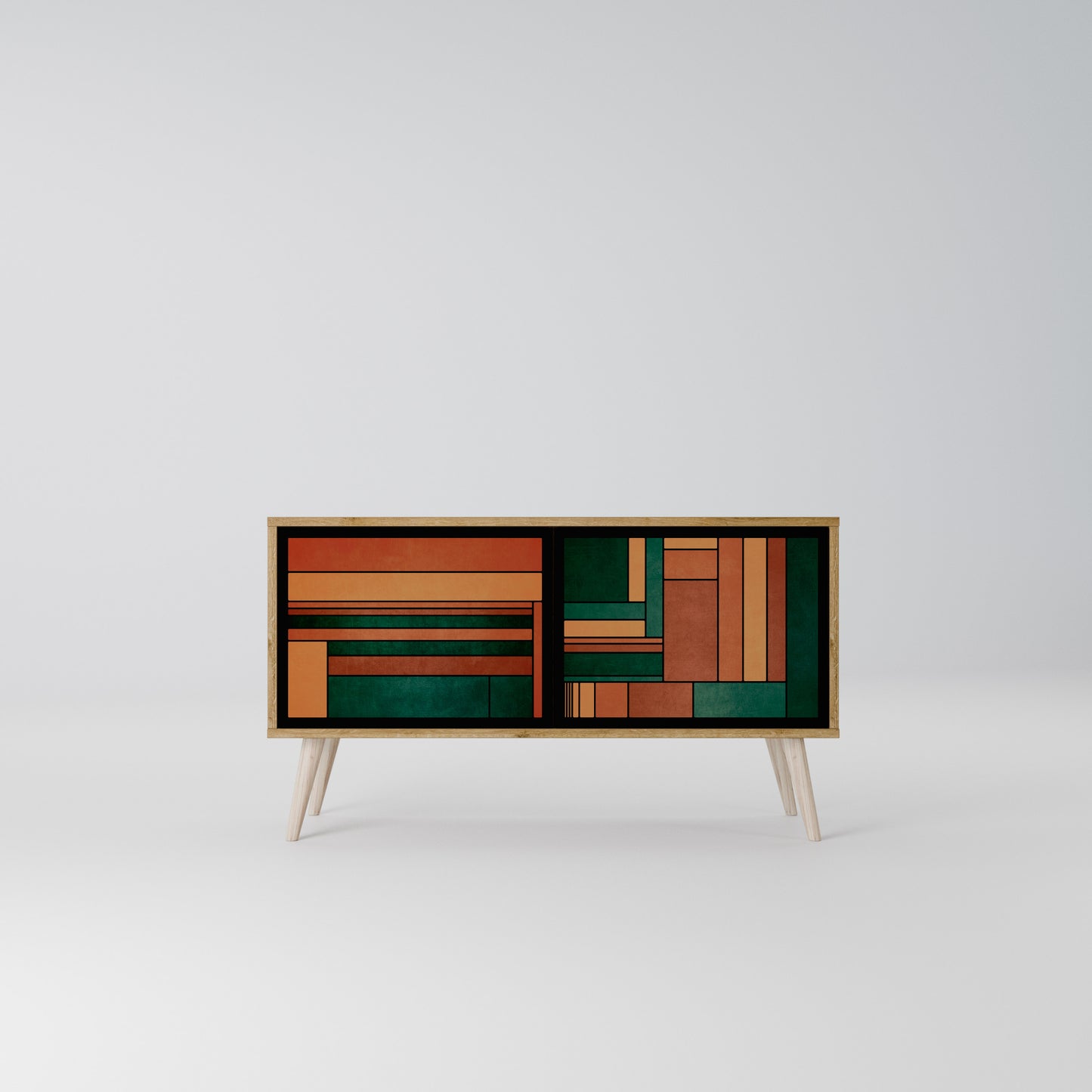 EARTHY FIGURES Kompakt TV-bänk med 2 dörrar