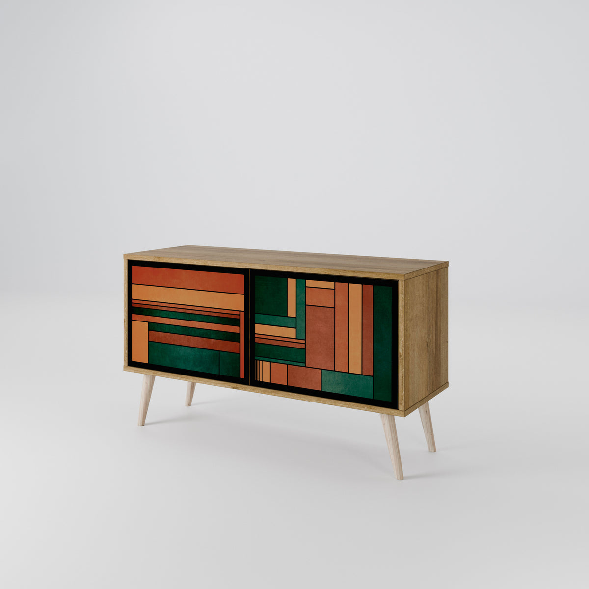 EARTHY FIGURES Kompakt TV-bänk med 2 dörrar