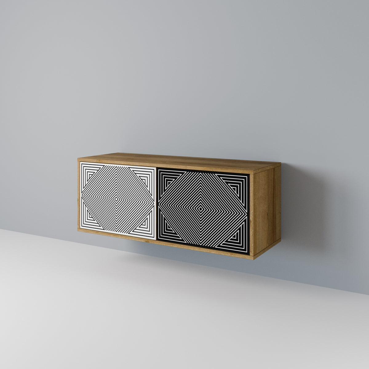POLYGON ILLUSION Kompakt TV-bänk med 2 dörrar