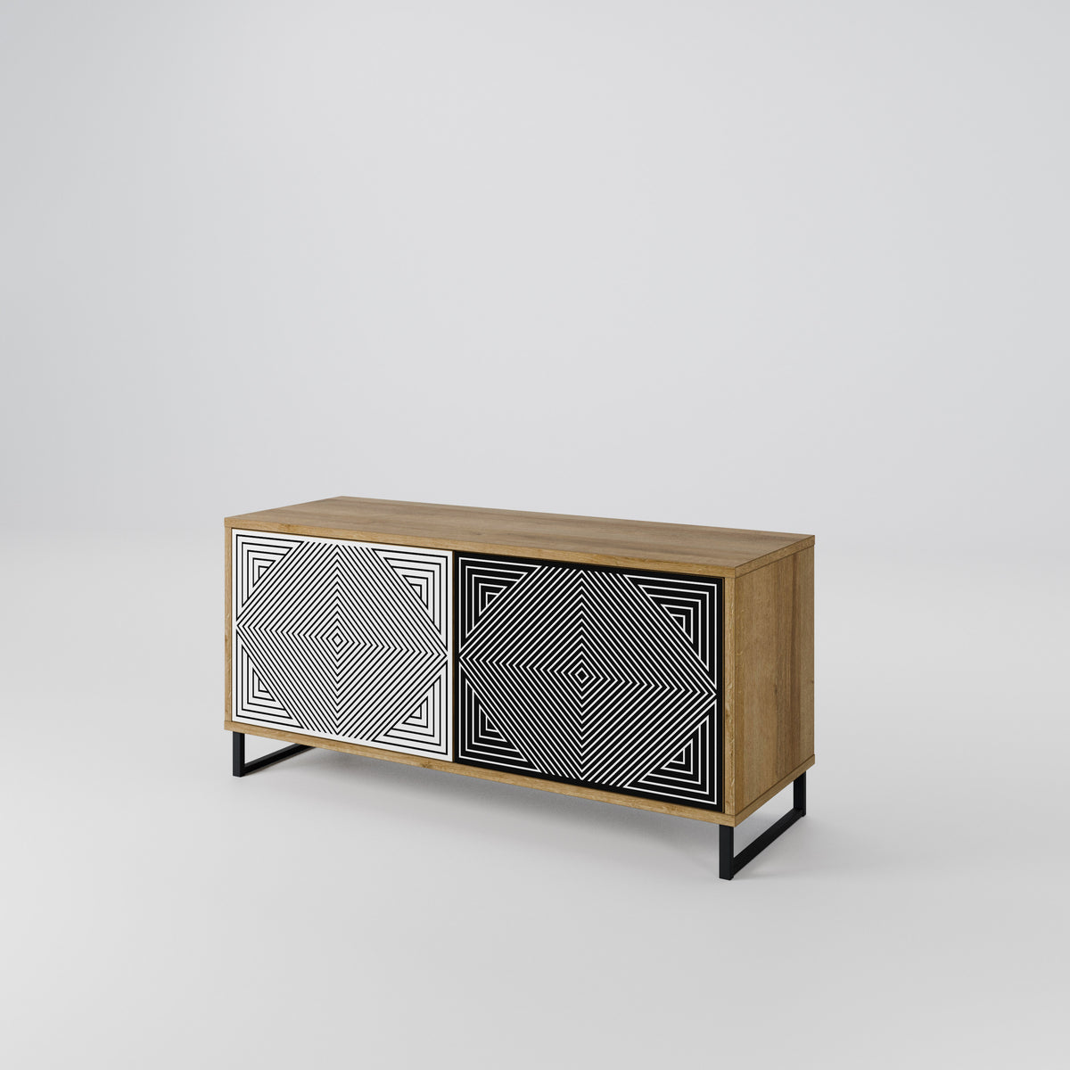 POLYGON ILLUSION Kompakt TV-bänk med 2 dörrar