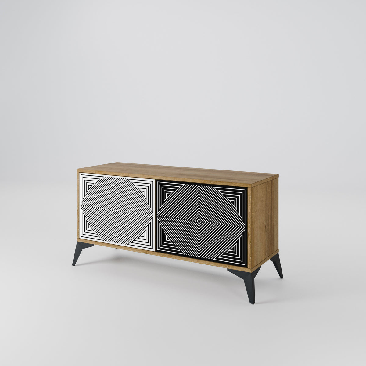 POLYGON ILLUSION Kompakt TV-bänk med 2 dörrar