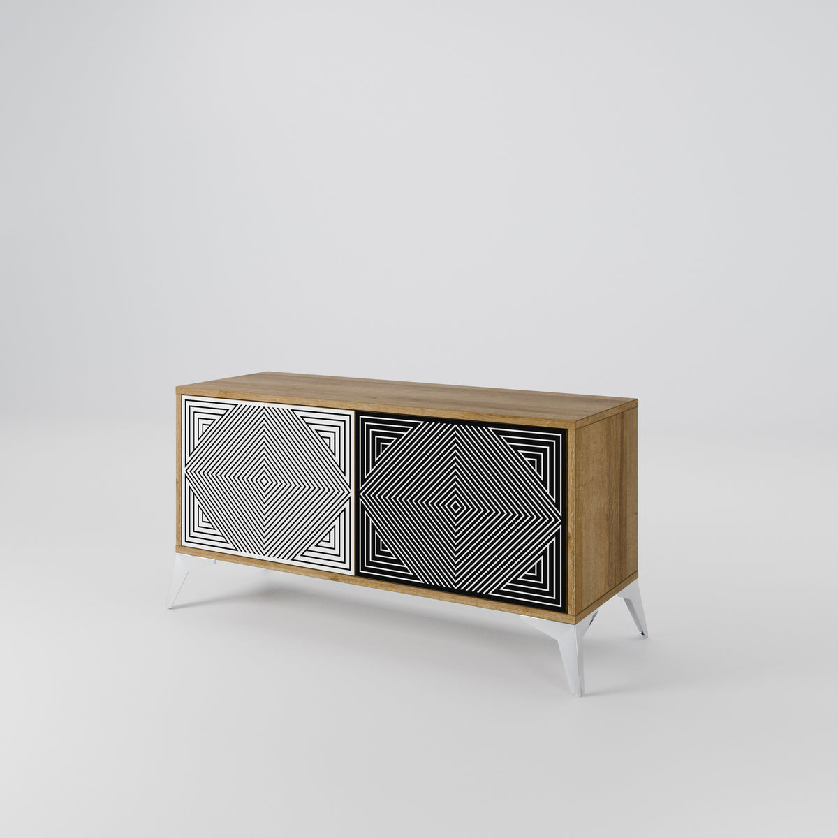 POLYGON ILLUSION Kompakt TV-bänk med 2 dörrar