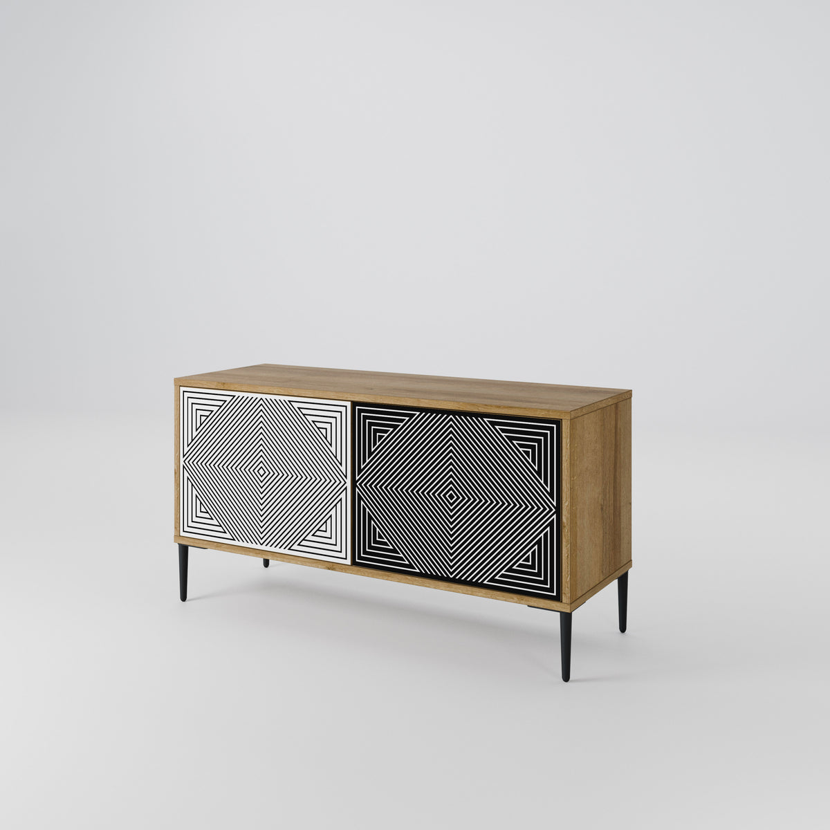POLYGON ILLUSION Kompakt TV-bänk med 2 dörrar