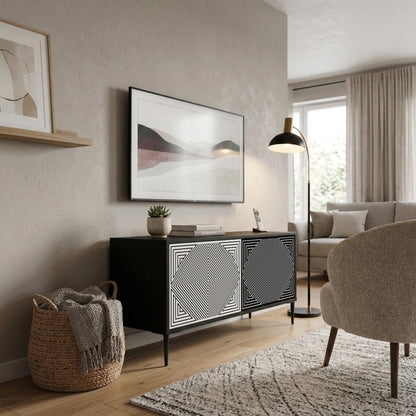 POLYGON ILLUSION Kompakt TV-bänk med 2 dörrar