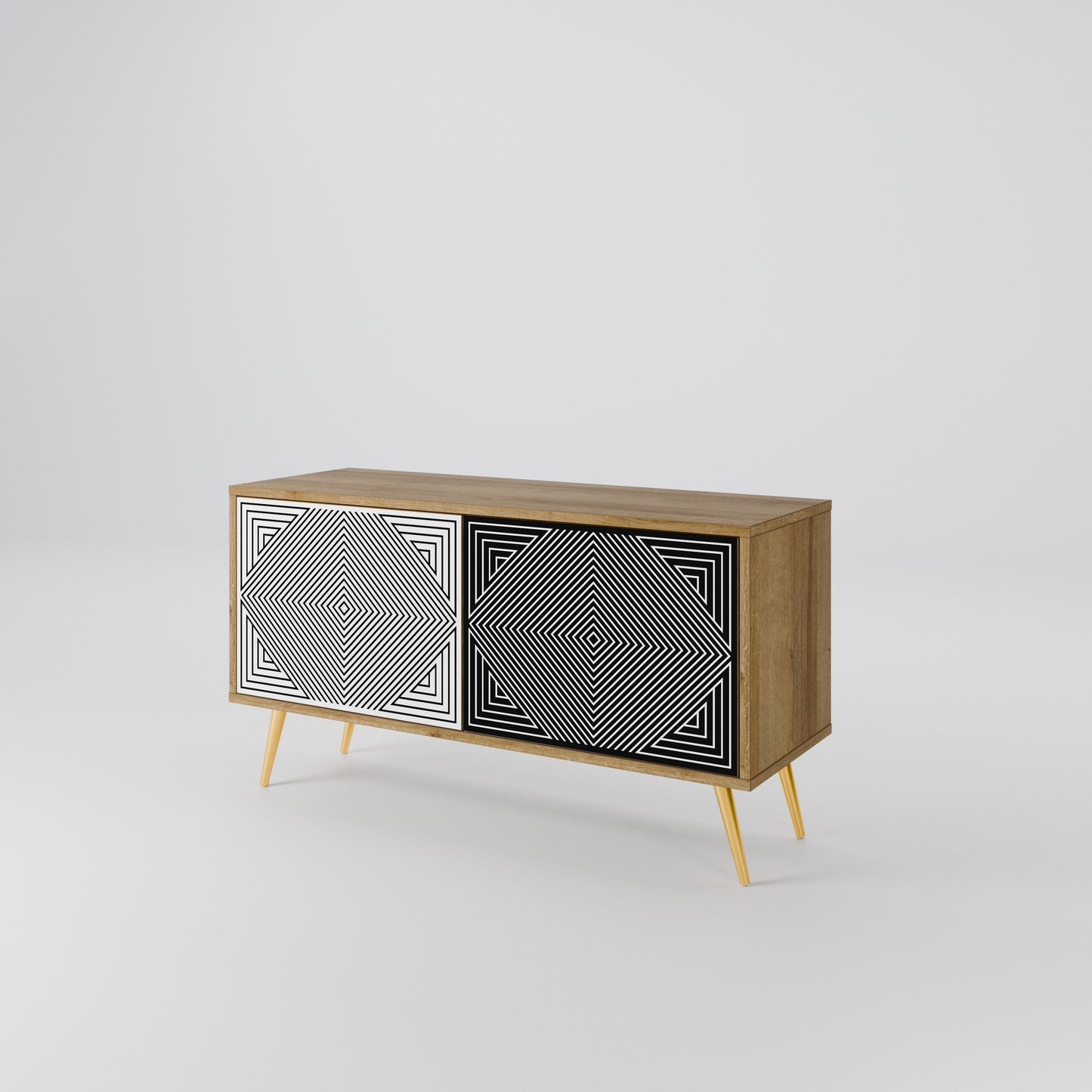 POLYGON ILLUSION Kompakt TV-bänk med 2 dörrar