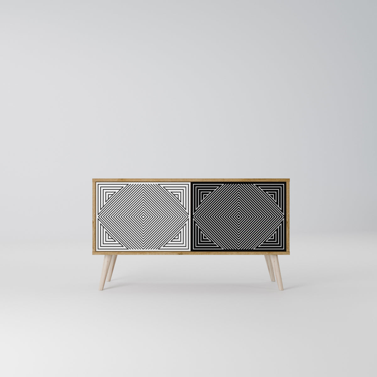 POLYGON ILLUSION Kompakt TV-bänk med 2 dörrar