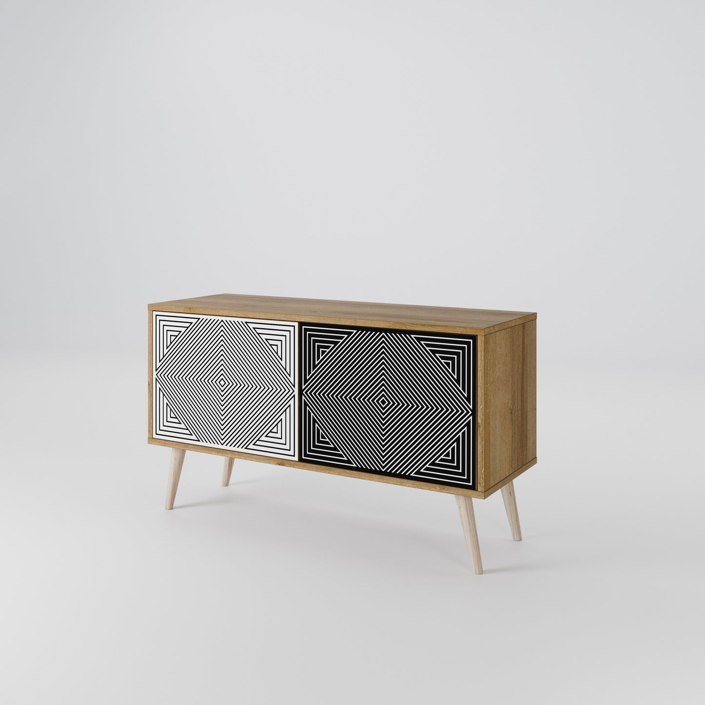 POLYGON ILLUSION Kompakt TV-bänk med 2 dörrar