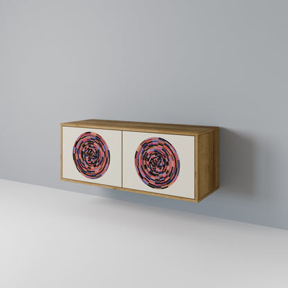 BROWN CIRCLES Kompakt TV-bänk med 2 dörrar
