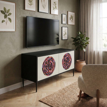 BROWN CIRCLES Kompakt TV-bänk med 2 dörrar