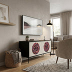 BROWN CIRCLES Kompakt TV-bänk med 2 dörrar