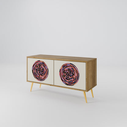 BROWN CIRCLES Kompakt TV-bänk med 2 dörrar