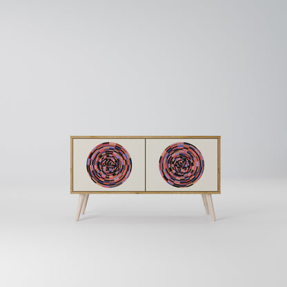 BROWN CIRCLES Kompakt TV-bänk med 2 dörrar