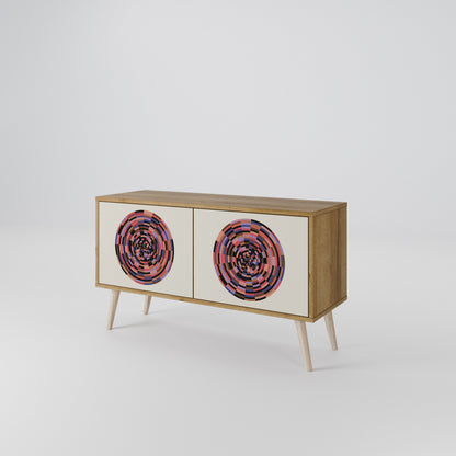 BROWN CIRCLES Kompakt TV-bänk med 2 dörrar