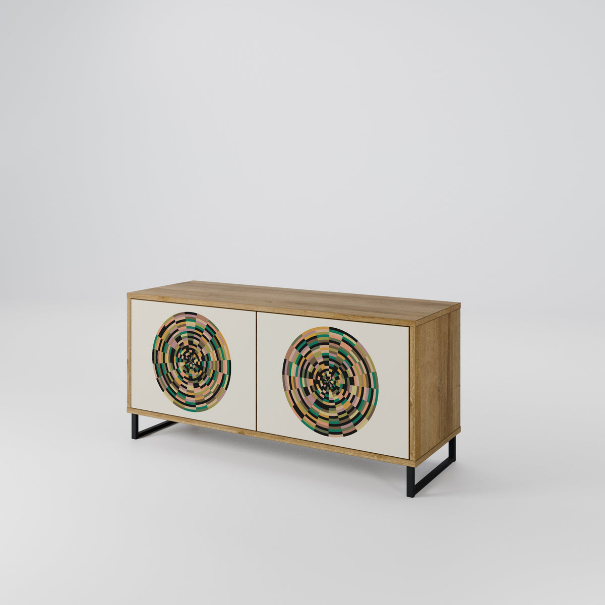 GREEN CIRCLES Kompakt TV-bänk med 2 dörrar