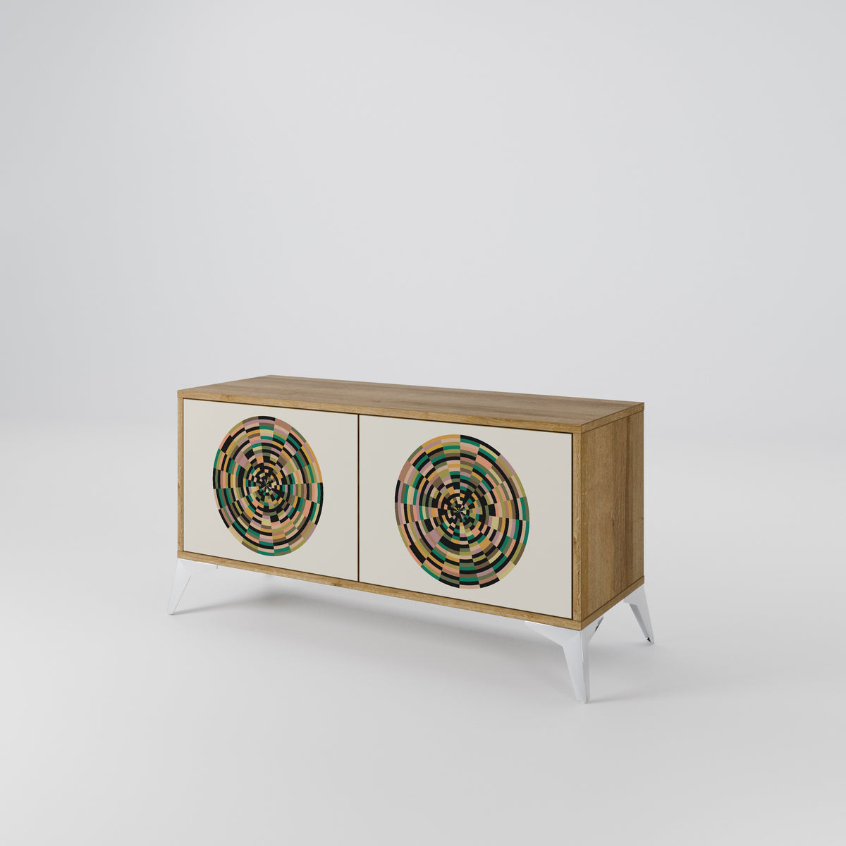 GREEN CIRCLES Kompakt TV-bänk med 2 dörrar