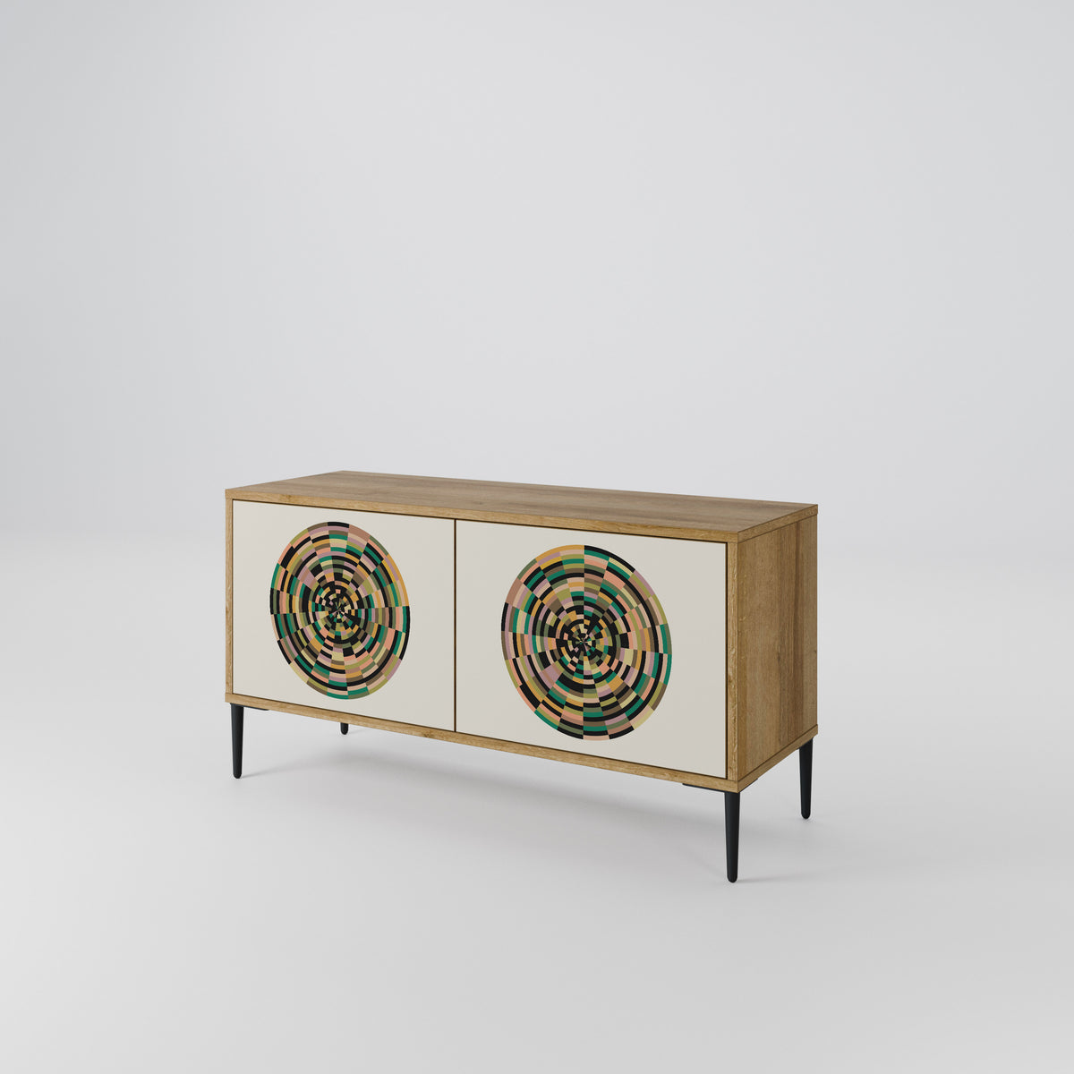 GREEN CIRCLES Kompakt TV-bänk med 2 dörrar