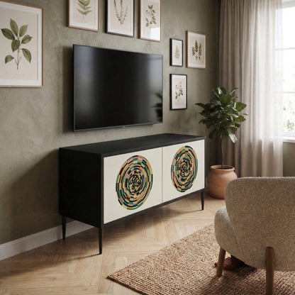GREEN CIRCLES Kompakt TV-bänk med 2 dörrar