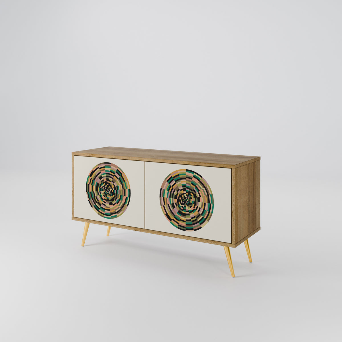 GREEN CIRCLES Kompakt TV-bänk med 2 dörrar
