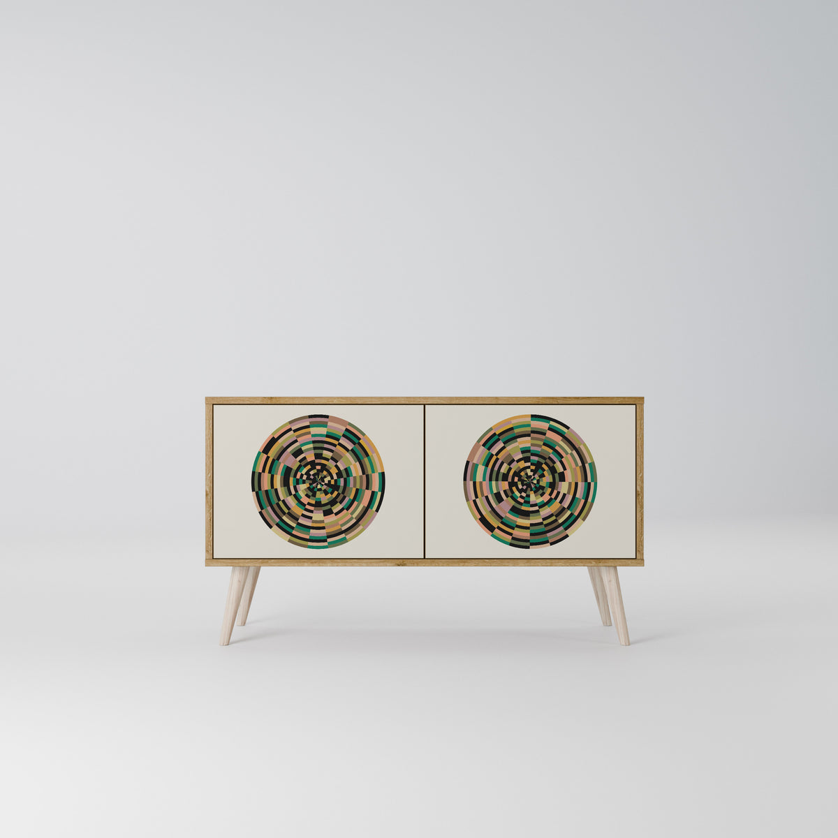 GREEN CIRCLES Kompakt TV-bänk med 2 dörrar