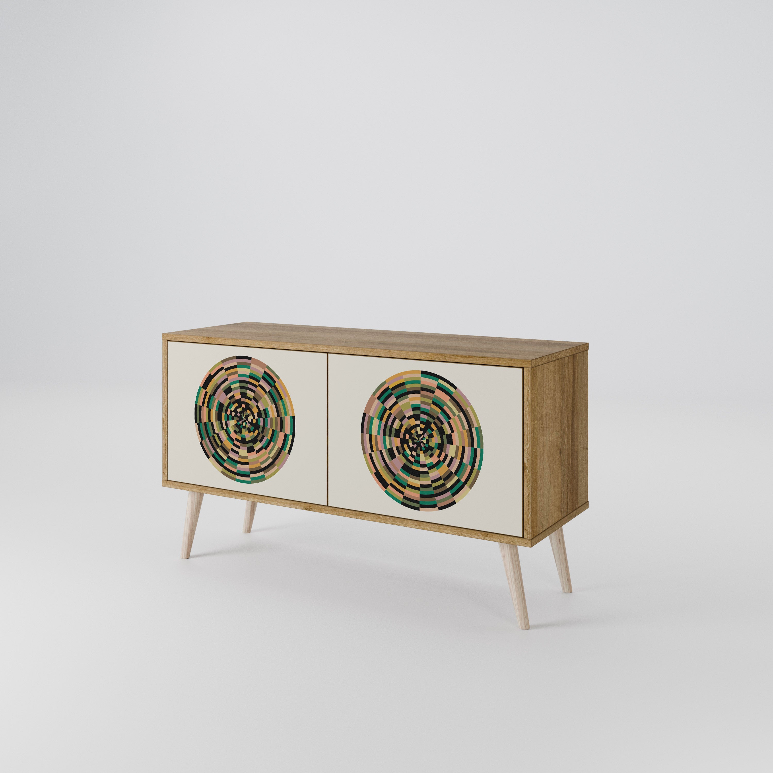 GREEN CIRCLES Compact 2-Door TV Cabinet