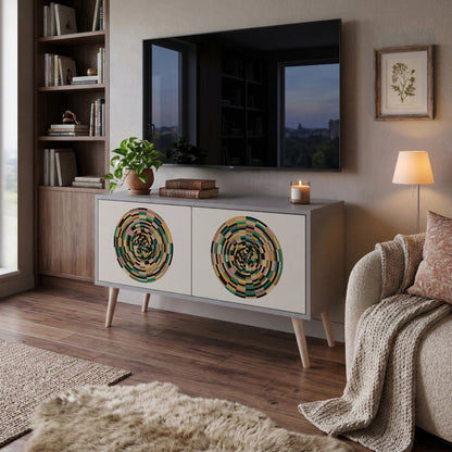 GREEN CIRCLES Kompakt TV-bänk med 2 dörrar