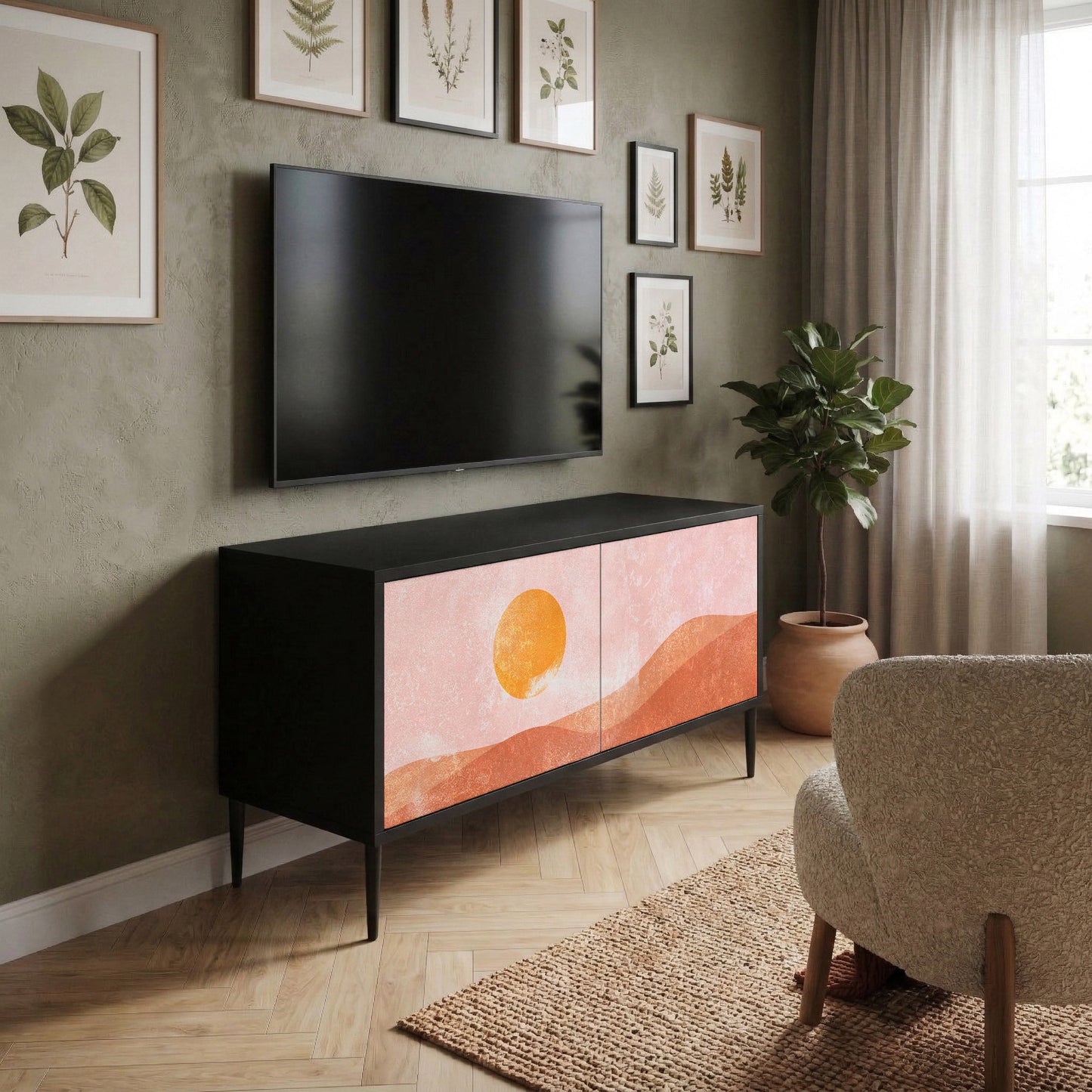 LUMINOUS SUNLIGHT Kompakt TV-bänk med 2 dörrar