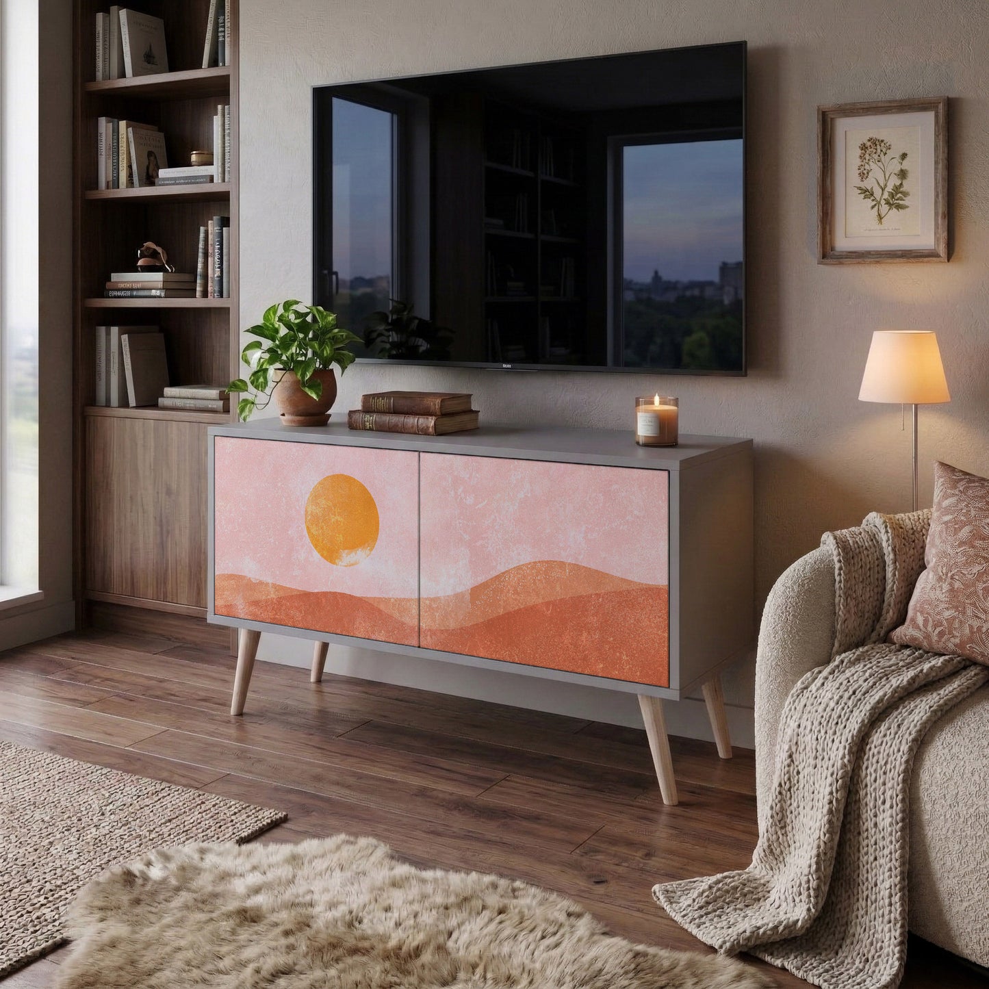 LUMINOUS SUNLIGHT Kompakt TV-bänk med 2 dörrar