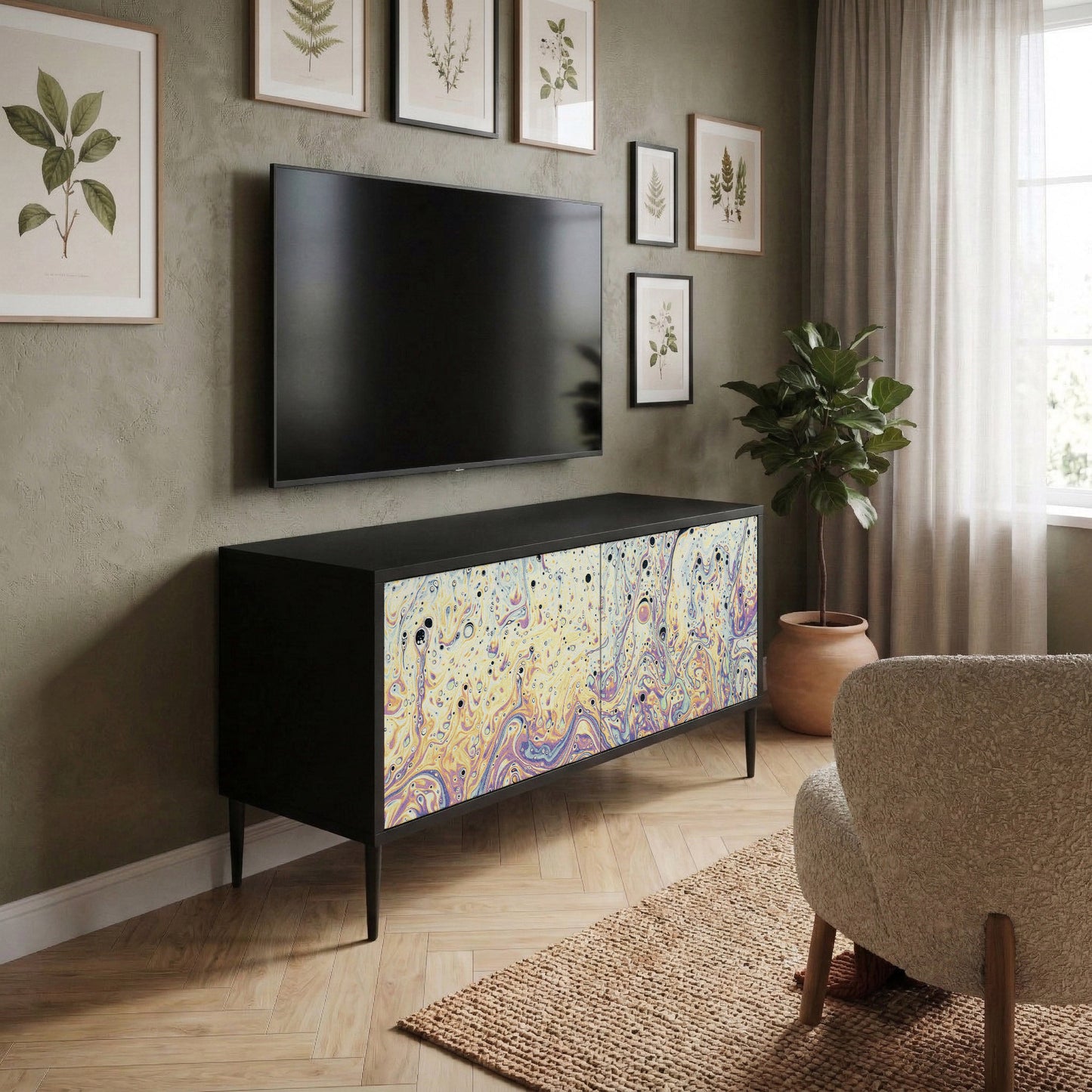 MOSAIC OF COLORS Kompakt TV-bänk med 2 dörrar