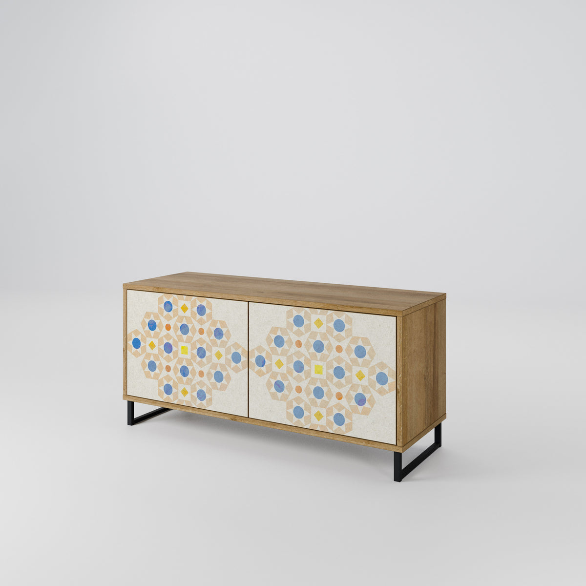 PATTERNED PRISM Kompakt TV-bänk med 2 dörrar