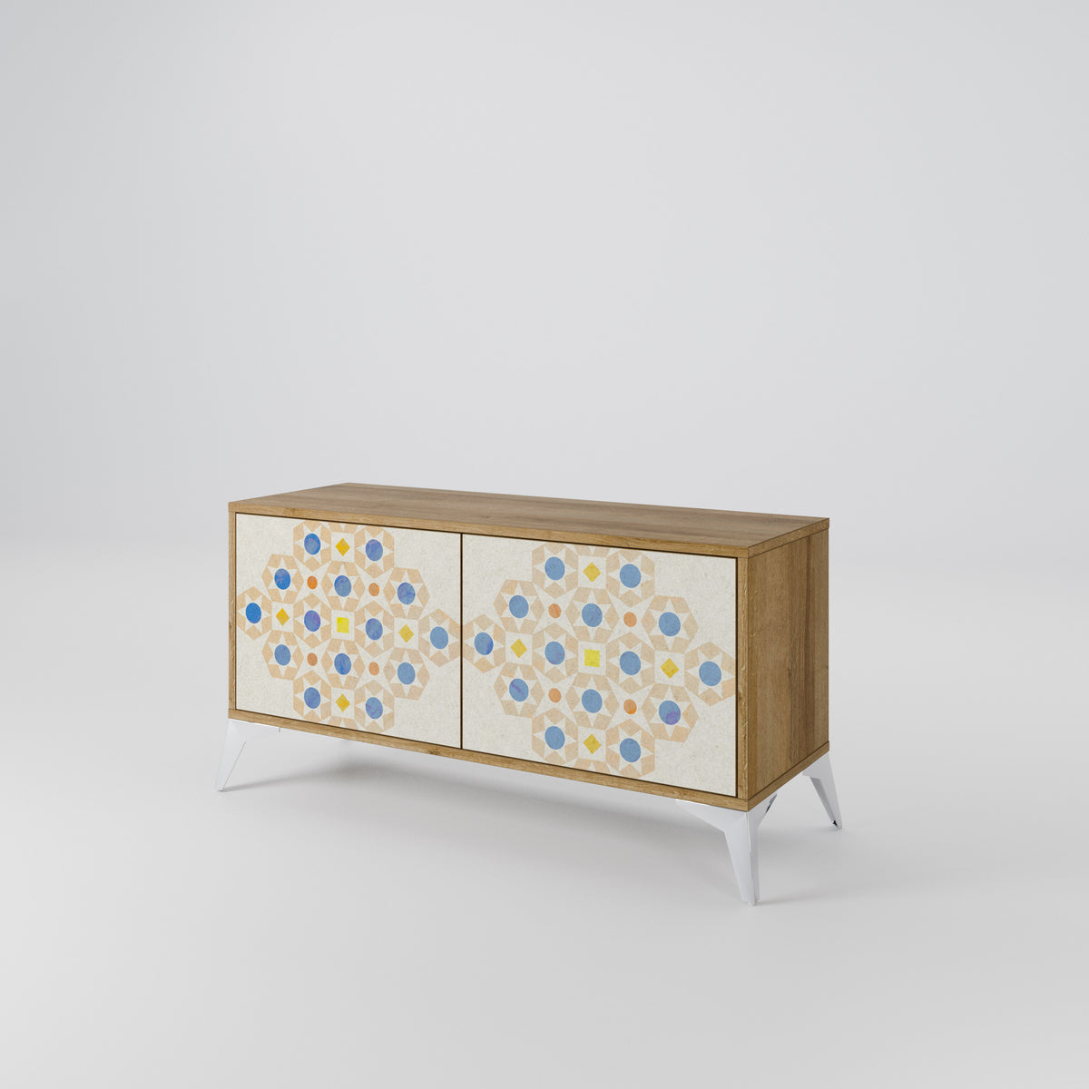 PATTERNED PRISM Kompakt TV-bänk med 2 dörrar