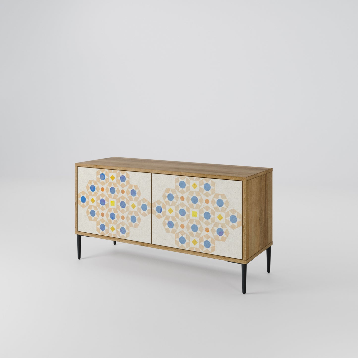 PATTERNED PRISM Kompakt TV-bänk med 2 dörrar