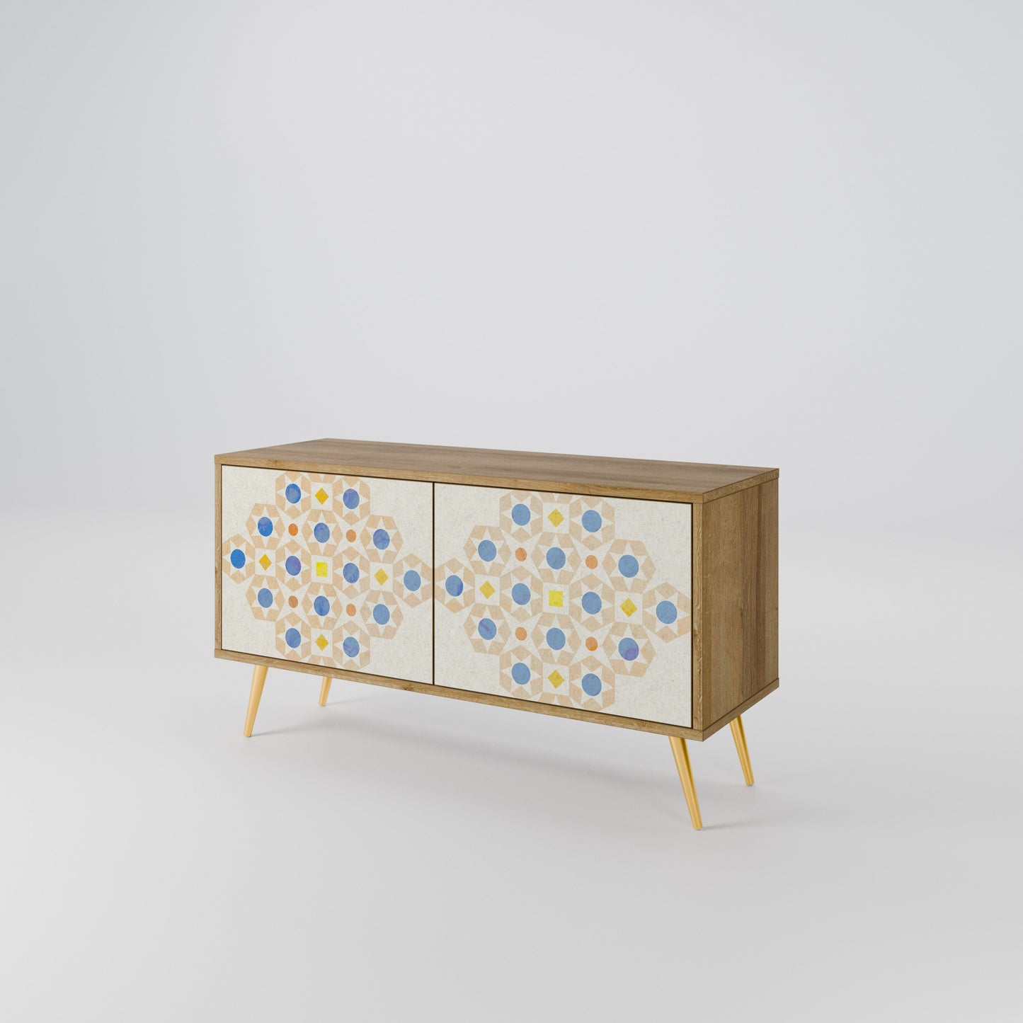 PATTERNED PRISM Kompakt TV-bänk med 2 dörrar