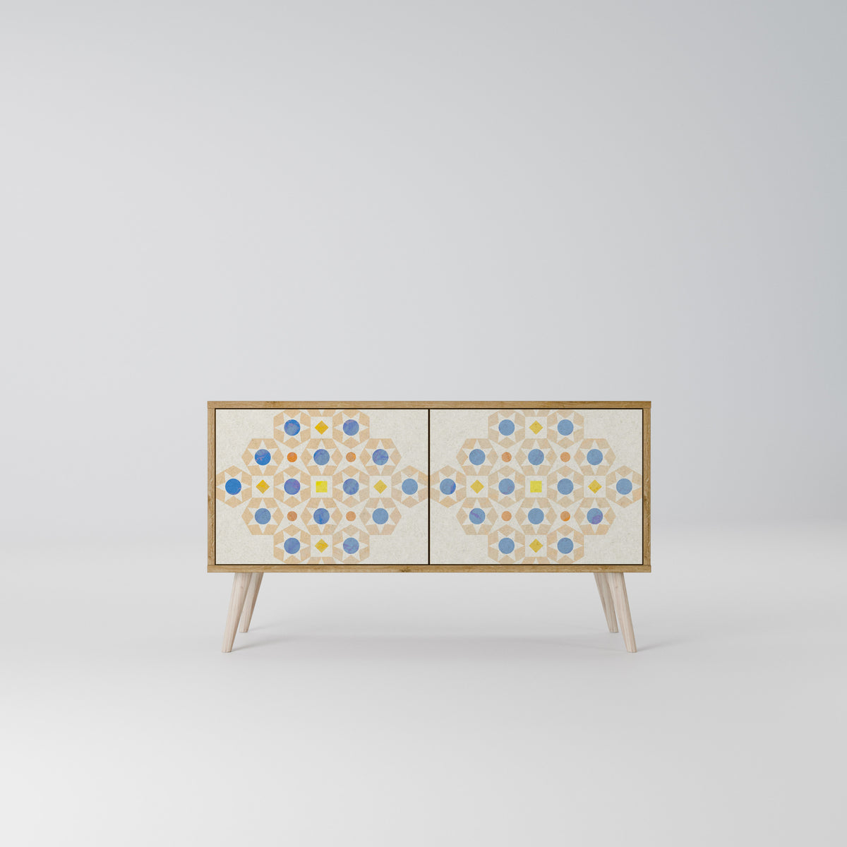 PATTERNED PRISM Kompakt TV-bänk med 2 dörrar