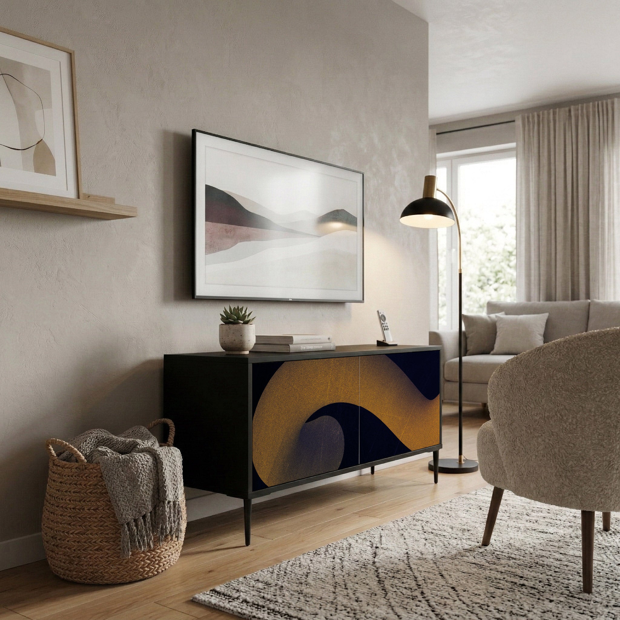 HOLLOW TIME Compact 2-Door TV Cabinet