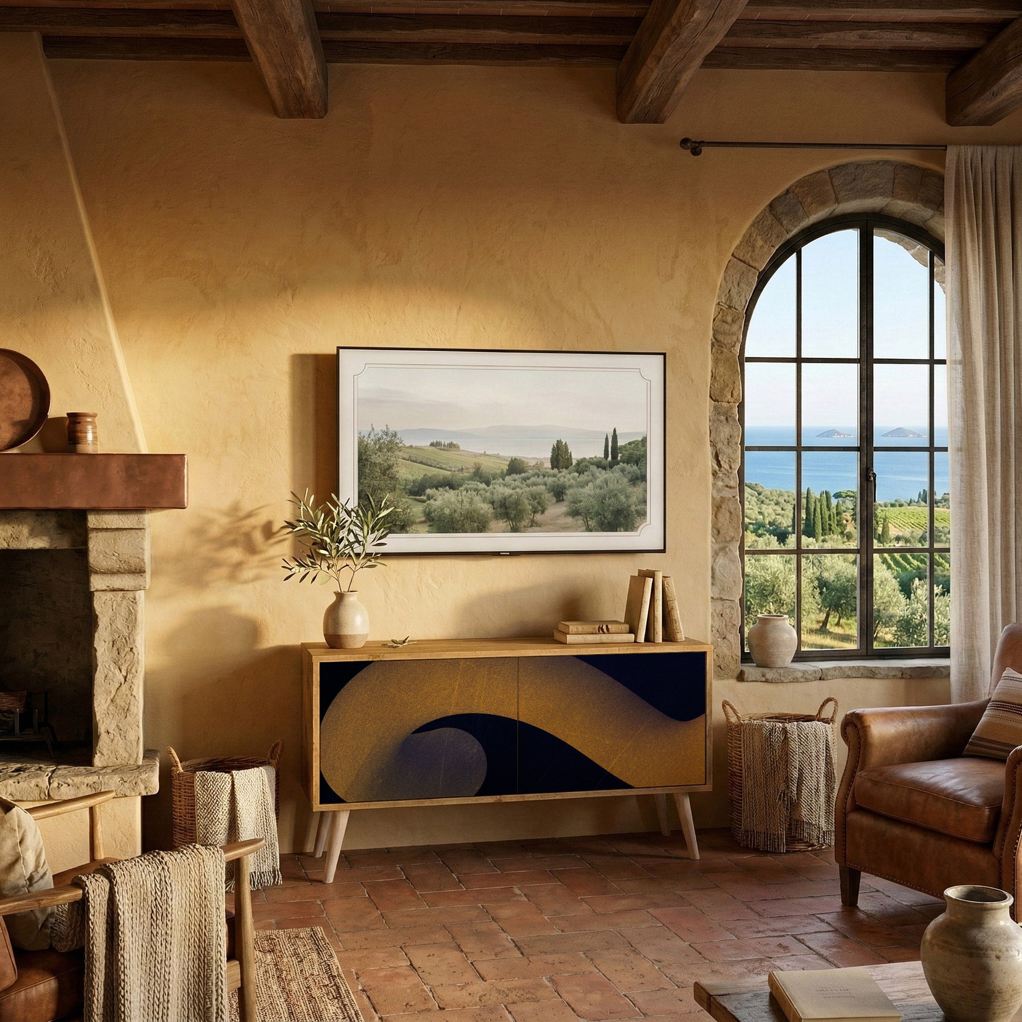 HOLLOW TIME Compact 2-Door TV Cabinet