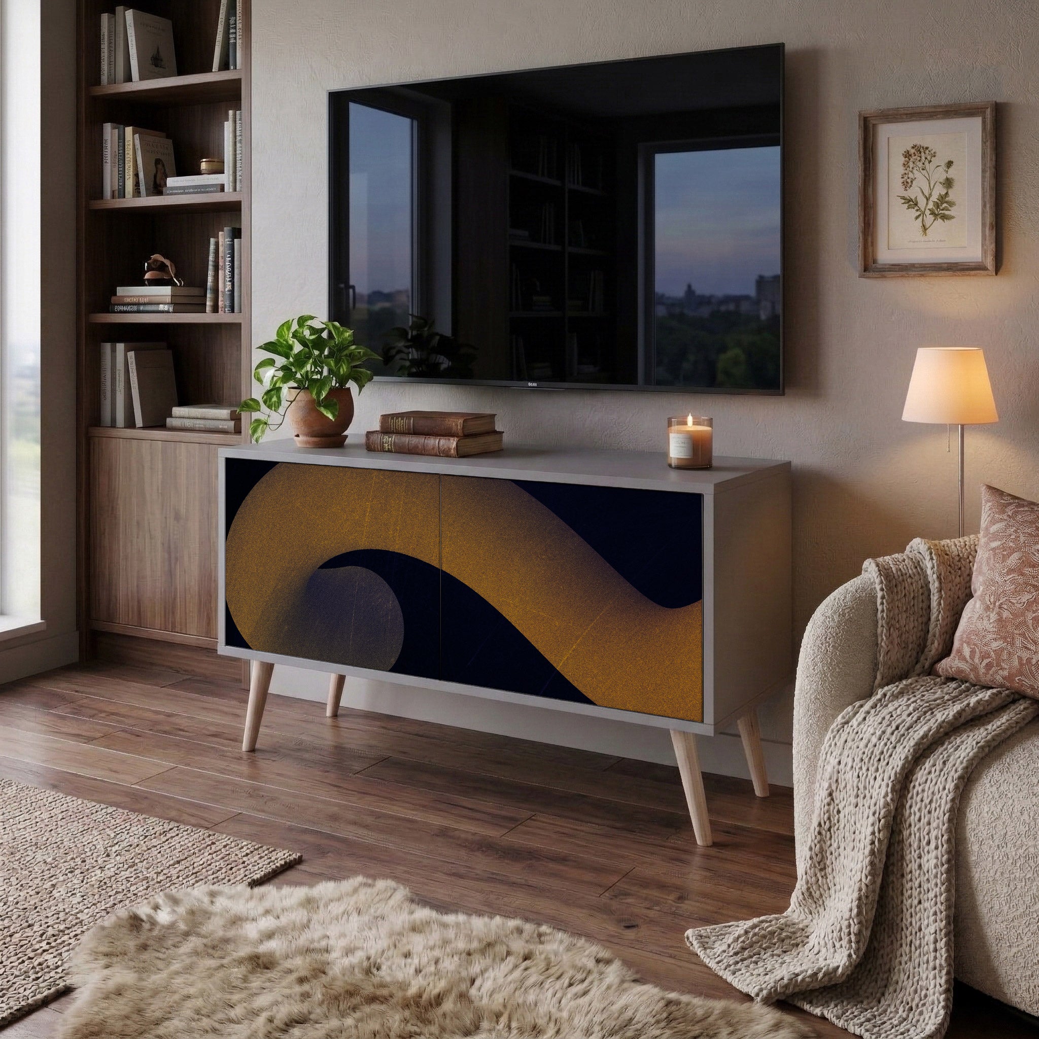 HOLLOW TIME Compact 2-Door TV Cabinet