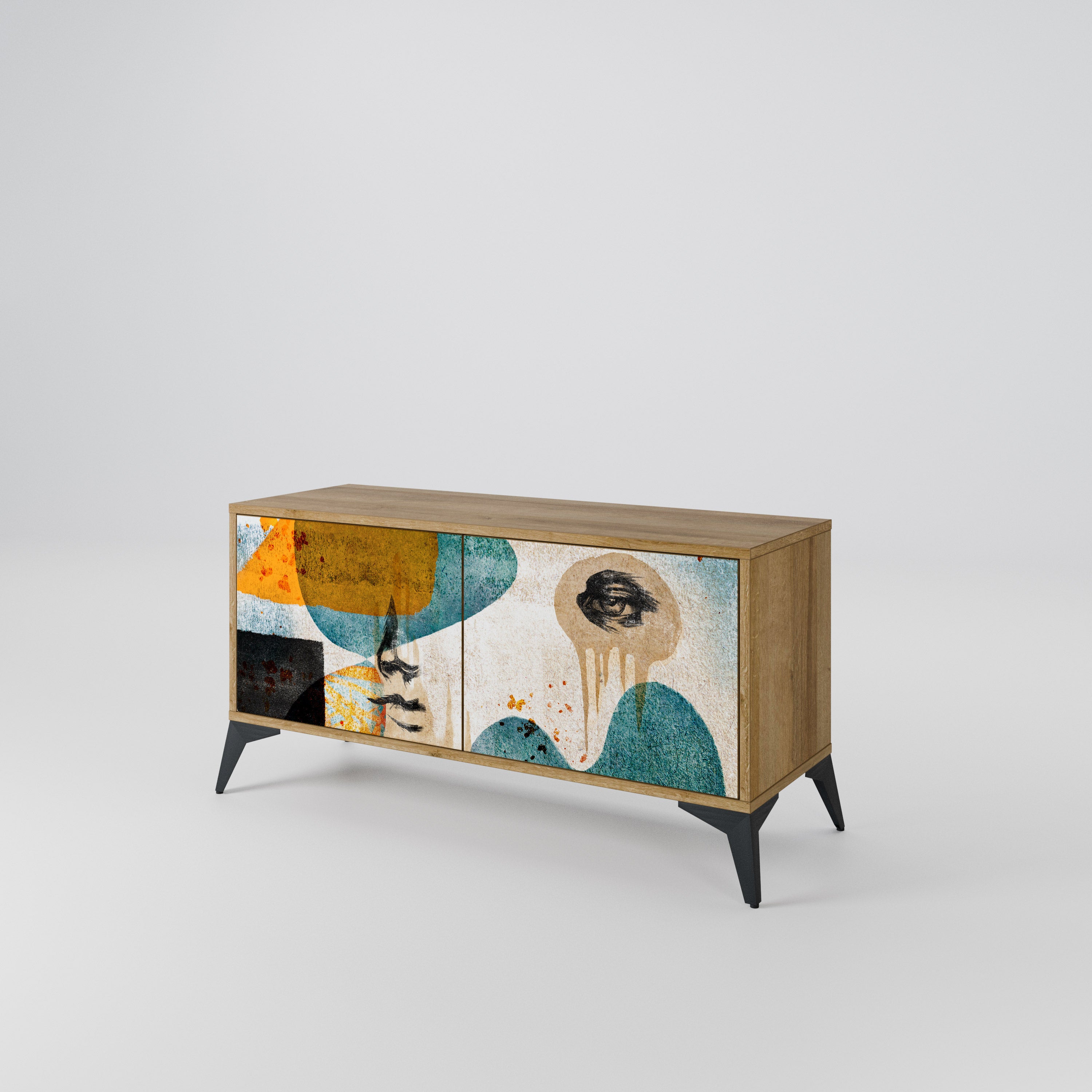 ABSTRACT FACES Kompakt TV-bänk med 2 dörrar