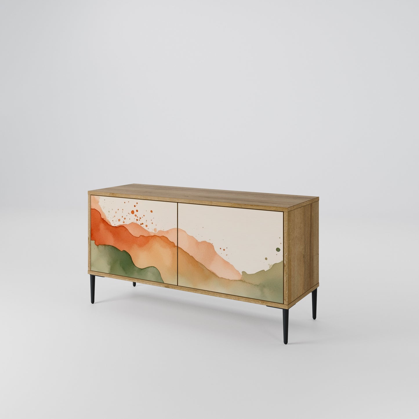 WATERCOLOUR PEAKS Kompakt TV-bänk med 2 dörrar