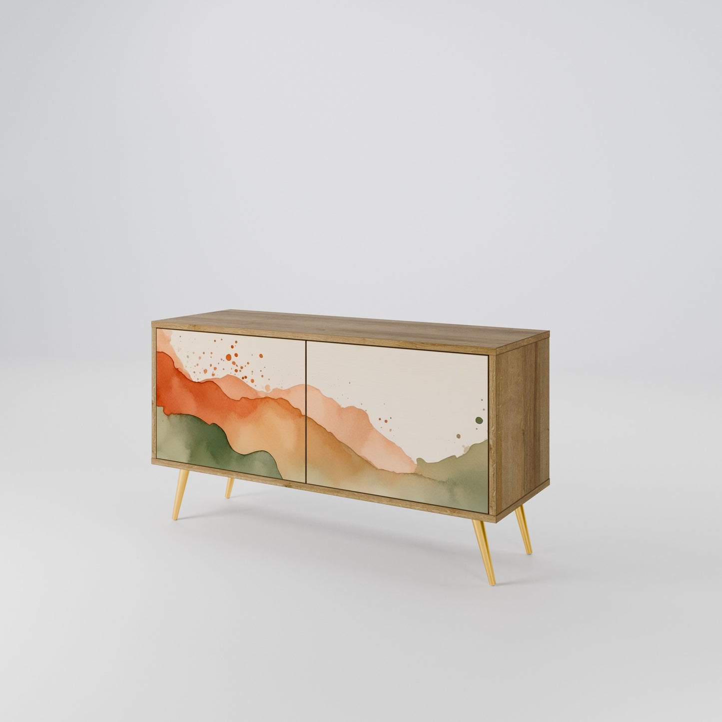 WATERCOLOUR PEAKS Kompakt TV-bänk med 2 dörrar