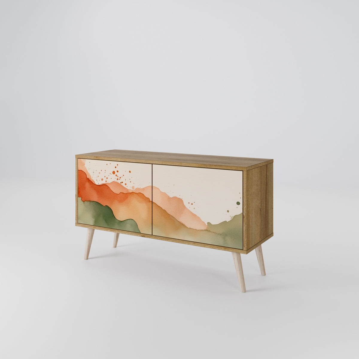 WATERCOLOUR PEAKS Kompakt TV-bänk med 2 dörrar