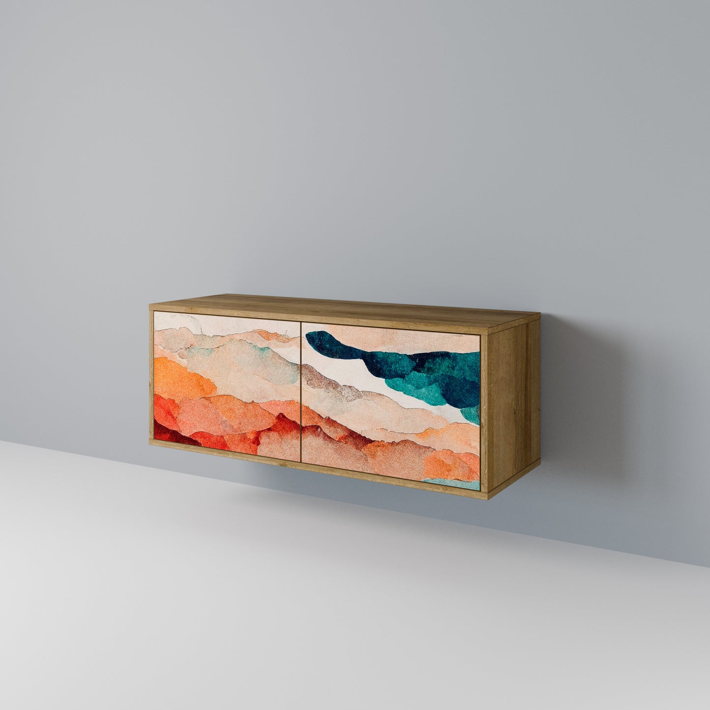 ABSTRACT LANDSCAPE Kompakt TV-bänk med 2 dörrar