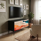 ABSTRACT LANDSCAPE Compact 2-Door TV Cabinet