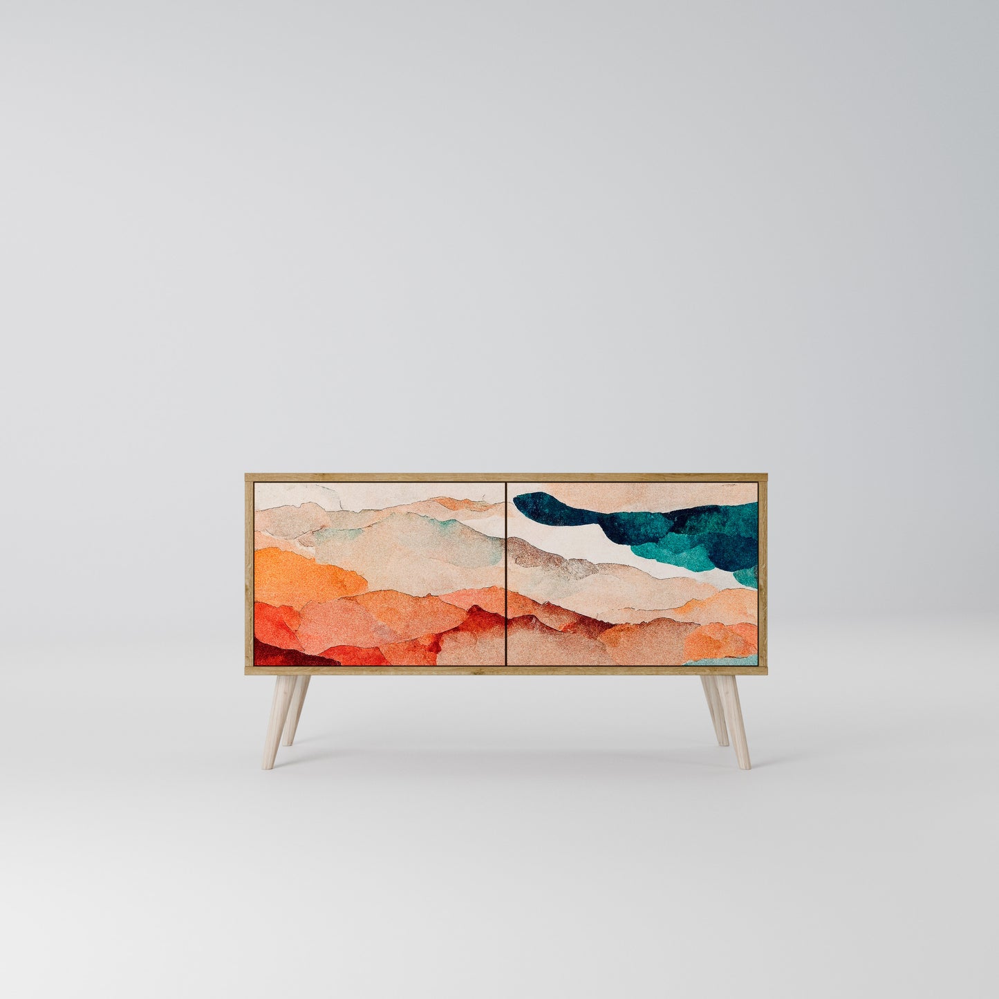 ABSTRACT LANDSCAPE Kompakt TV-bänk med 2 dörrar